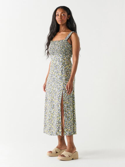 Smocked Bodice Linen Midi Dress by Dex Image 2