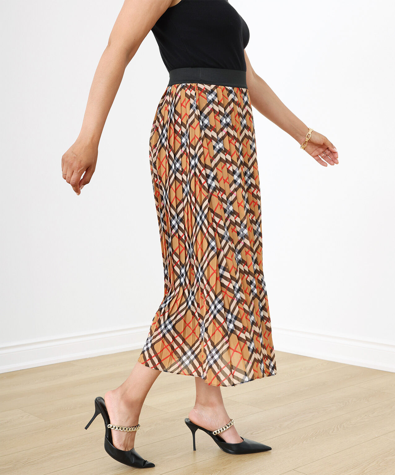 Chiffon pleated plaid shop skirt