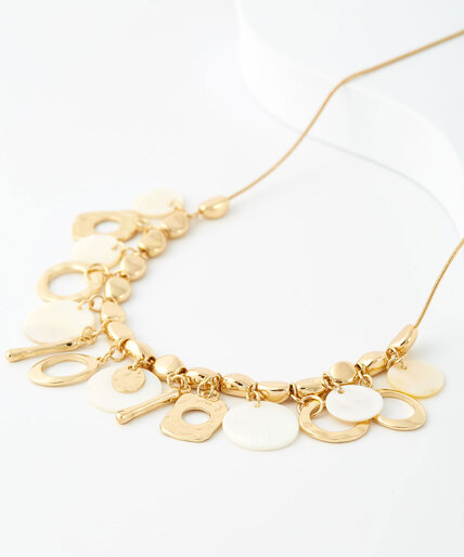 White Shell and Gold Metal Necklace Image 1