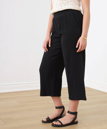 Low Impact Textured Pull-On Crop Pant Image 1