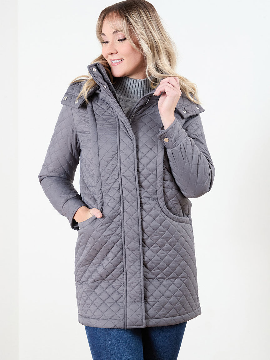 Quilted hooded down coat online
