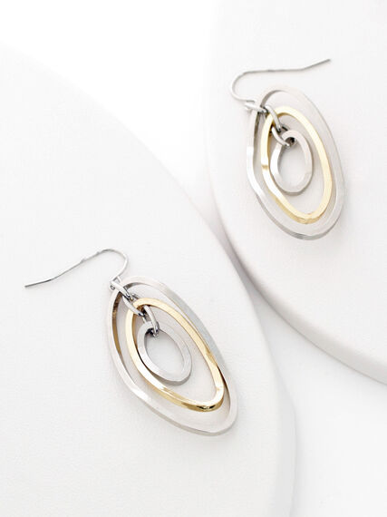 Silver & Gold Twisted Oval Drop Earrings Image 1