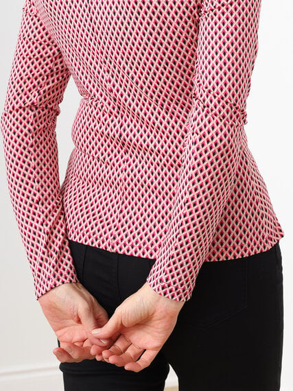 Long Sleeve Collared Crepe Knit Top by Jules & Leopold Image 4