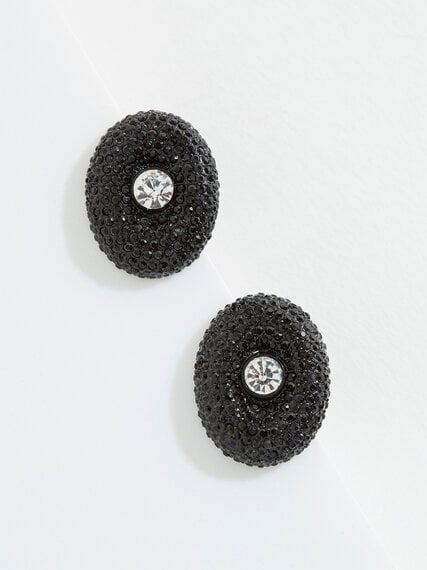 Black Chunky Rhinestone Stud Earrings Image 4