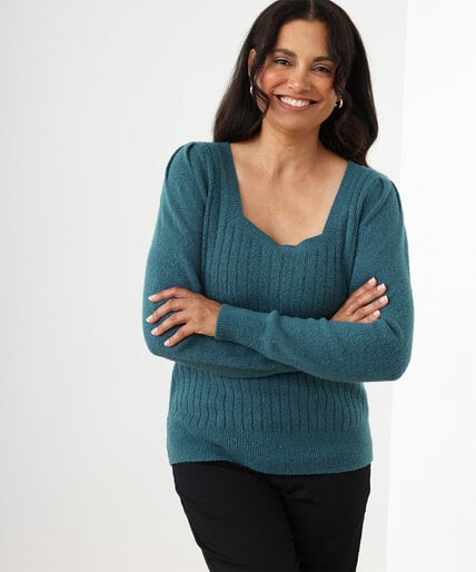 Square Neck Pullover with Puff Shoulders Image 5
