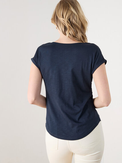 Short Cuffed Sleeve Slub Knit T-Shirt Image 6