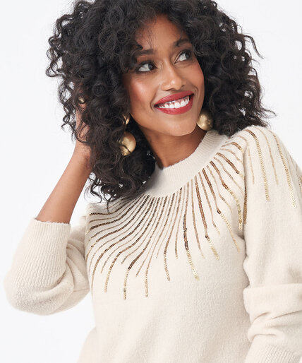 Sequined Mock Neck Sweater Image 5