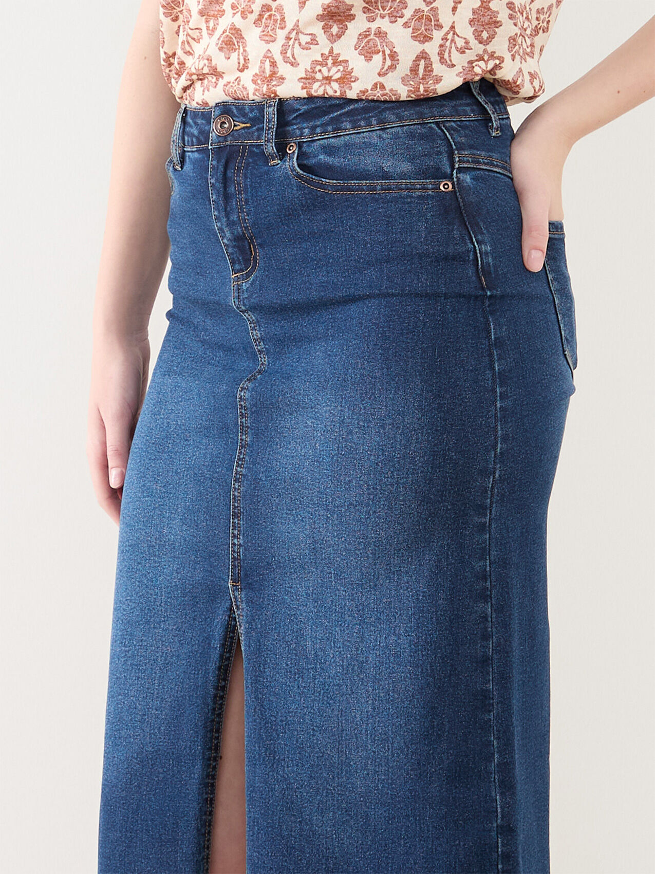 High waisted dark denim skirt deals