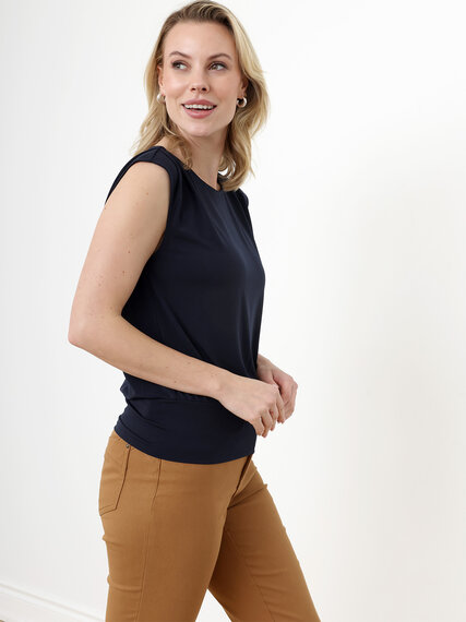 Petite Sleeveless Stretch Top with Banded Hem Image 2
