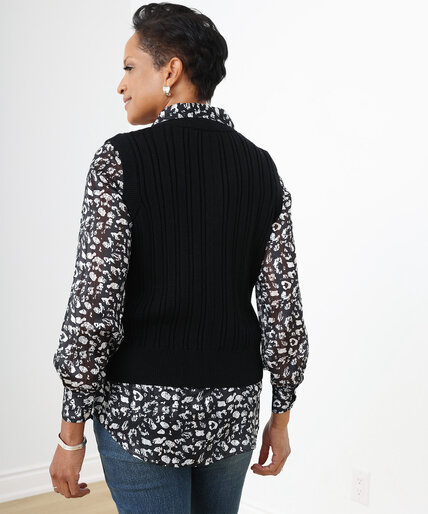 Long Sleeve Blouse with Sweater Fooler Vest Image 4