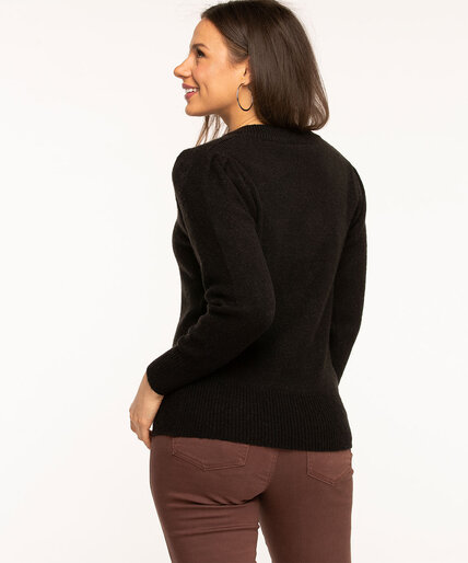 V-Neck Puff Shoulder Sweater Image 3