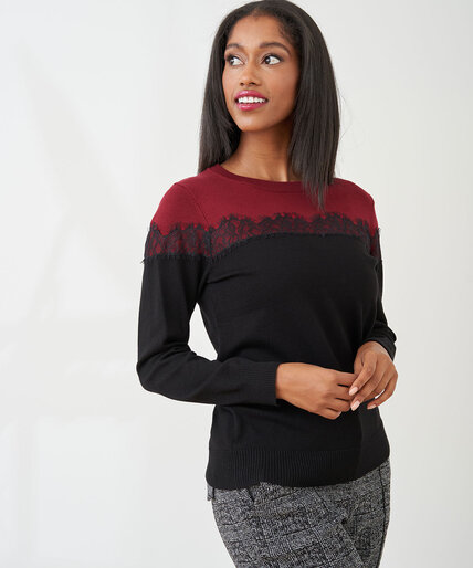 Lace Trim Colourblock Sweater Image 2