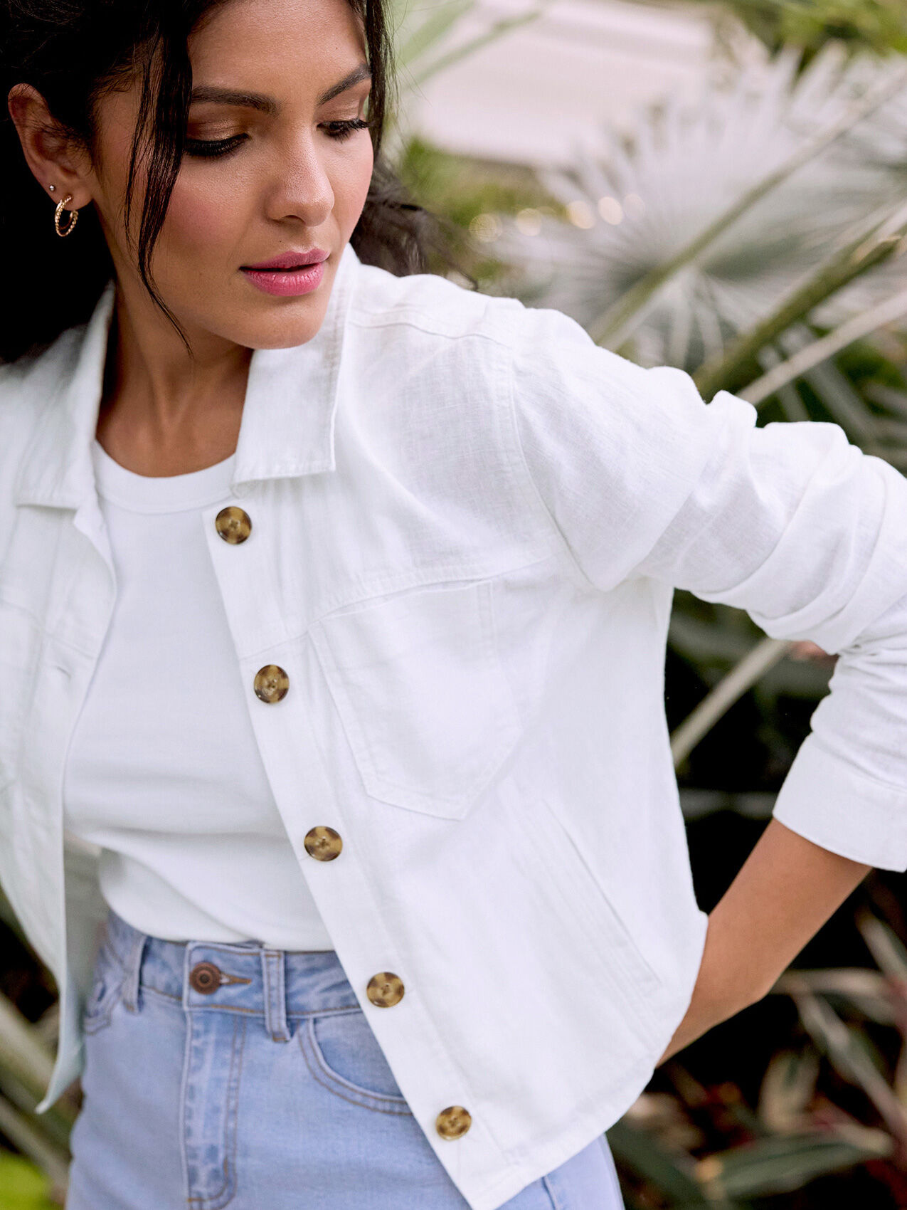 Linen blend jacket womens sale