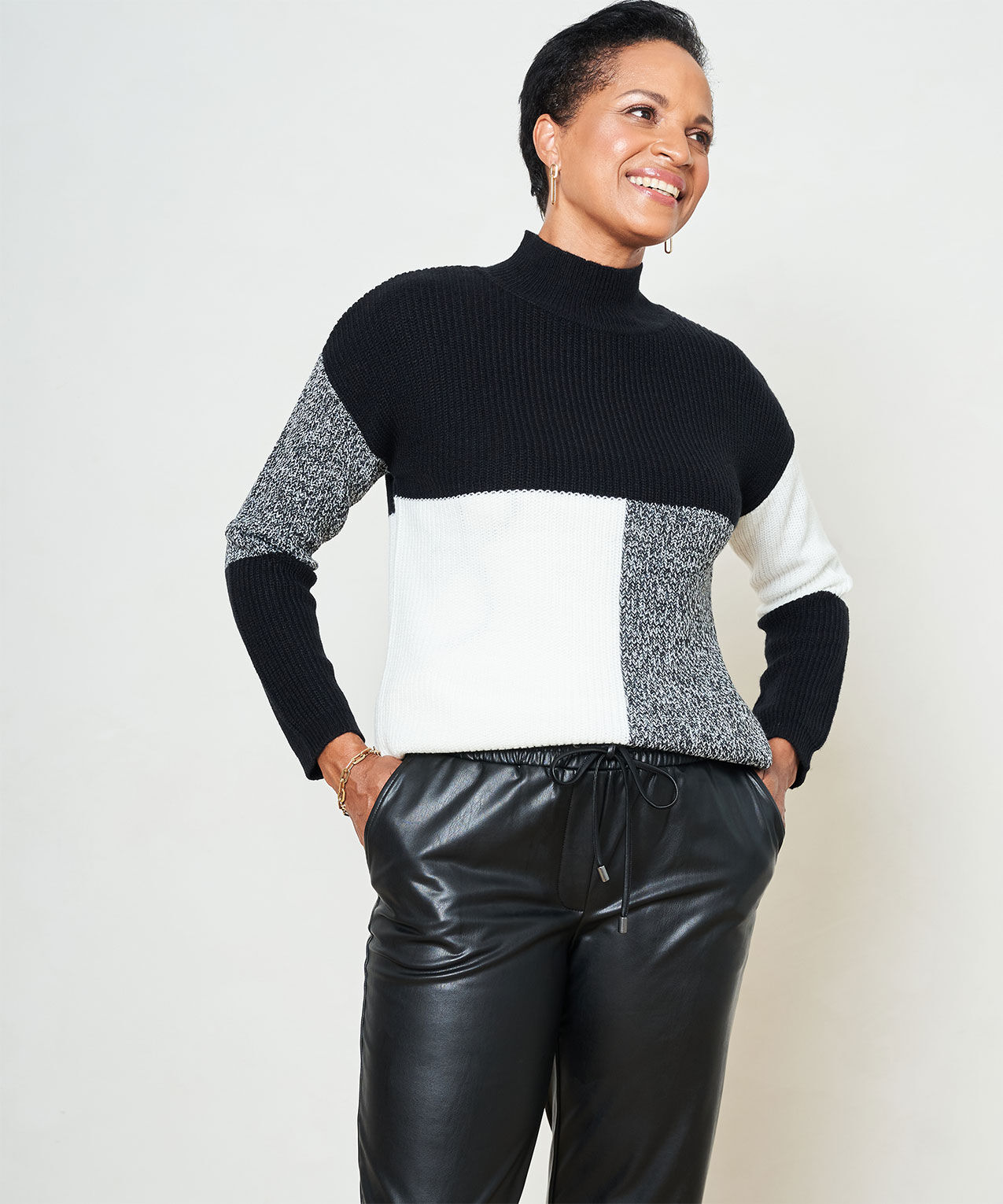 Mock neck tunic sweater cheap