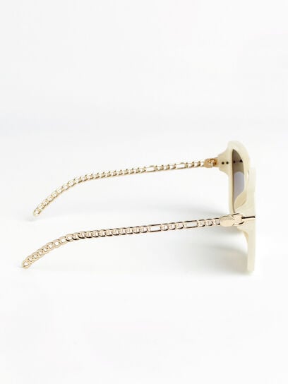 Cream Sunglasses with Gold Metal Chain Arms