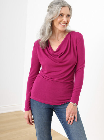 Long Sleeve Cowl Neck Top Image 1