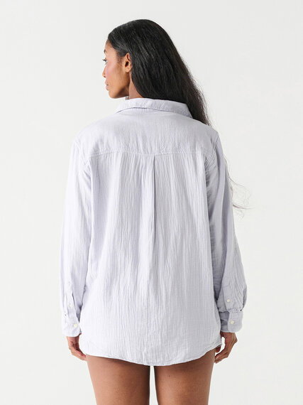 Long Sleeve Textured Button-Up Blouse by Dex Image 3