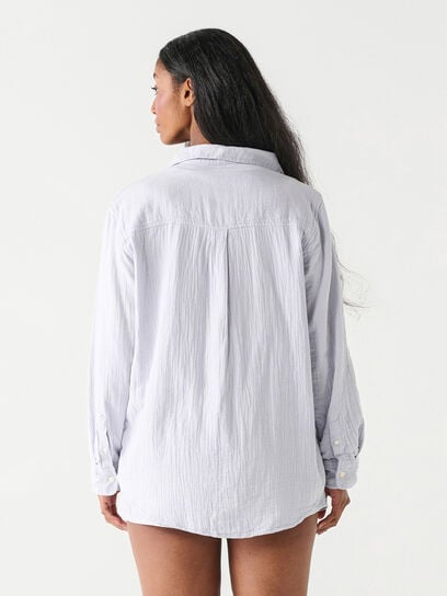 Long Sleeve Textured Button-Up Blouse by Dex