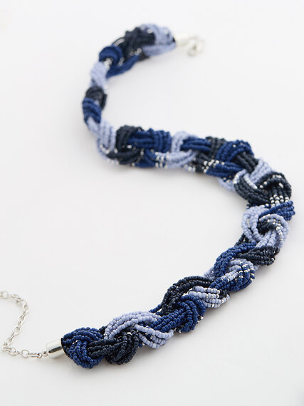 Blue Tones Braided Short Necklace Image 4