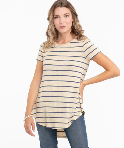 Striped Short Sleeve Tunic Top Image 5