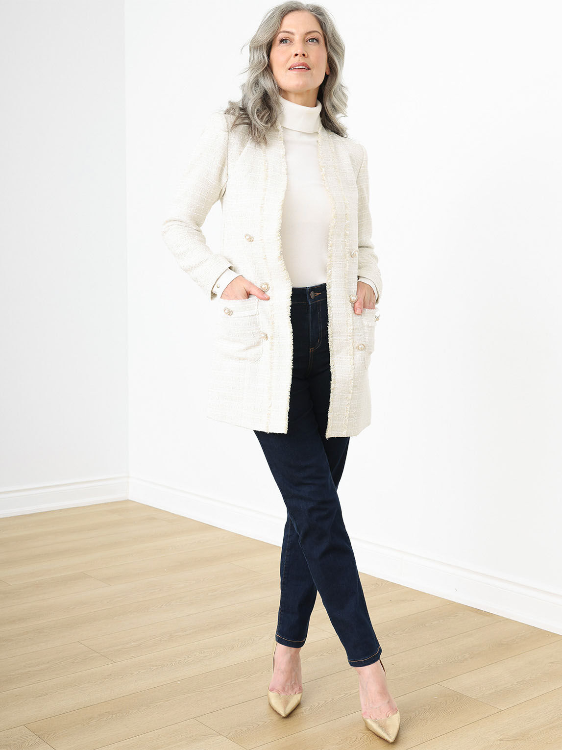 Winter white jacket blazer online