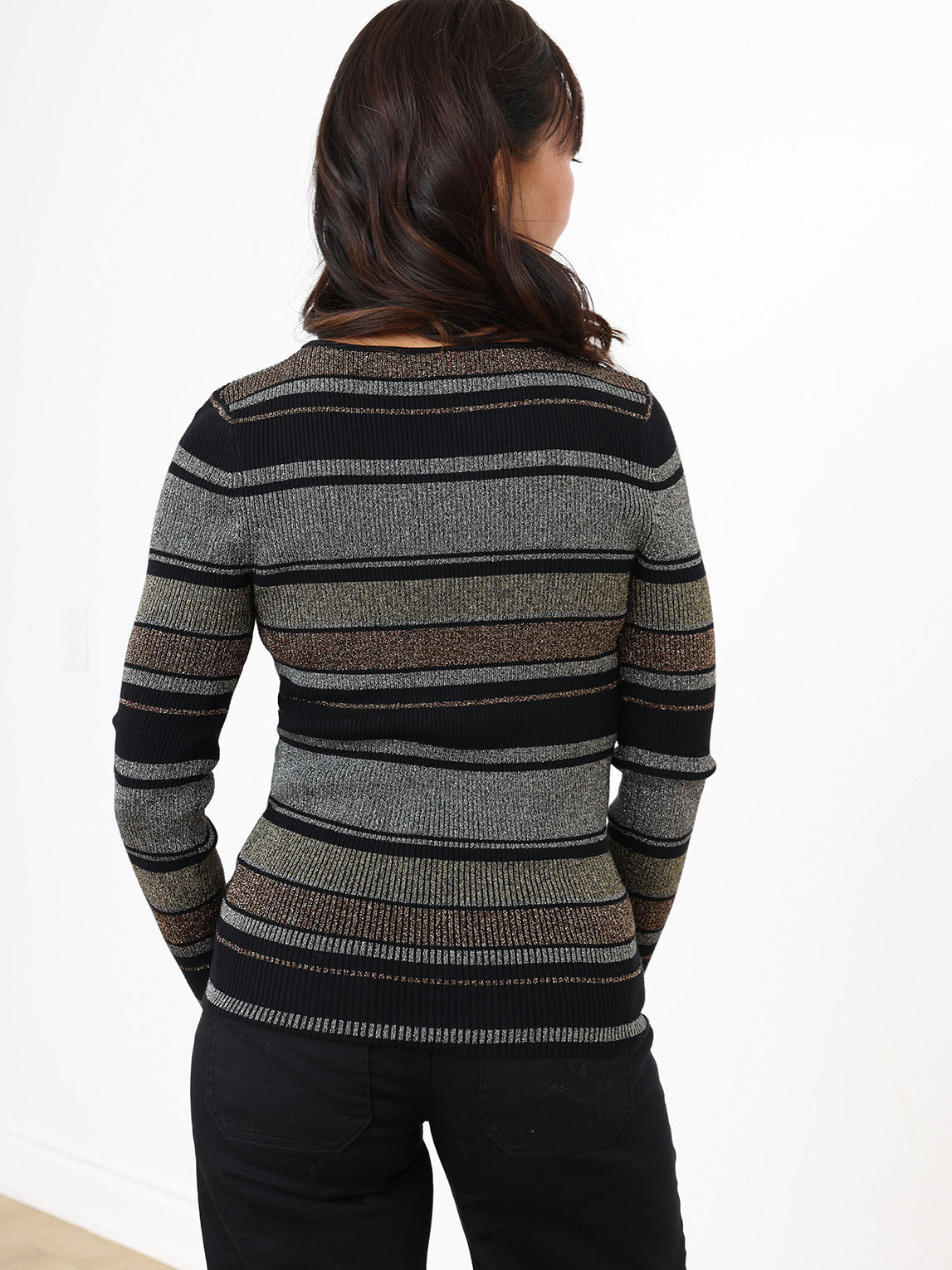 Knit sweatshirt with shimmer stripes deals