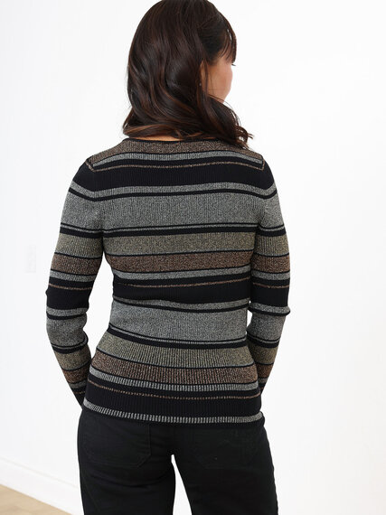 Petite Striped Shimmer Knit Sweater Image 5