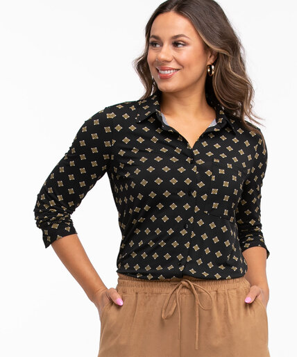 Collared Button Front Knit Top Image 1