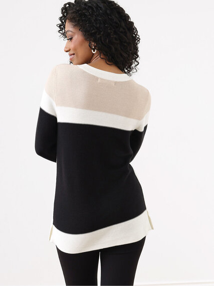 Petite Colourblock Scoop-Neck Pullover Sweater Image 4