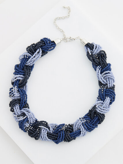 Blue Tones Braided Short Necklace Image 1