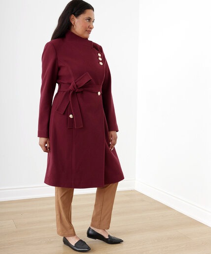 Belted Cross Over Collar Coat Image 1