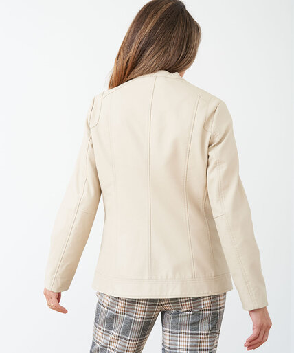Vegan Leather Mid-Length Jacket Image 4