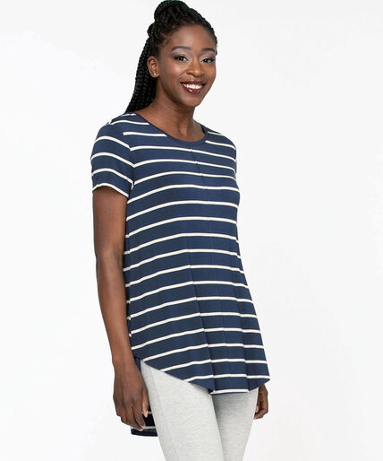 Striped Short Sleeve Tunic Top Image 4