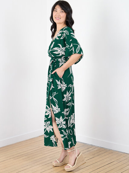 Faux Wrap Maxi Dress in Crepe Image 3