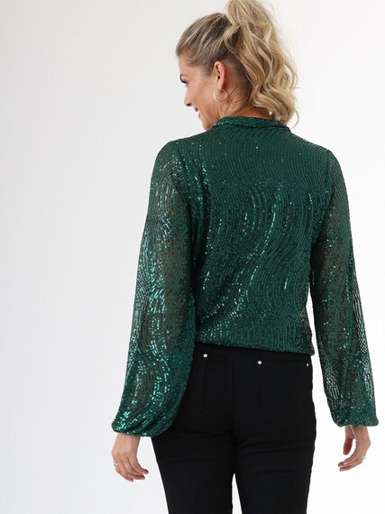 Sequin Wrap Front Top by Haver Image 3