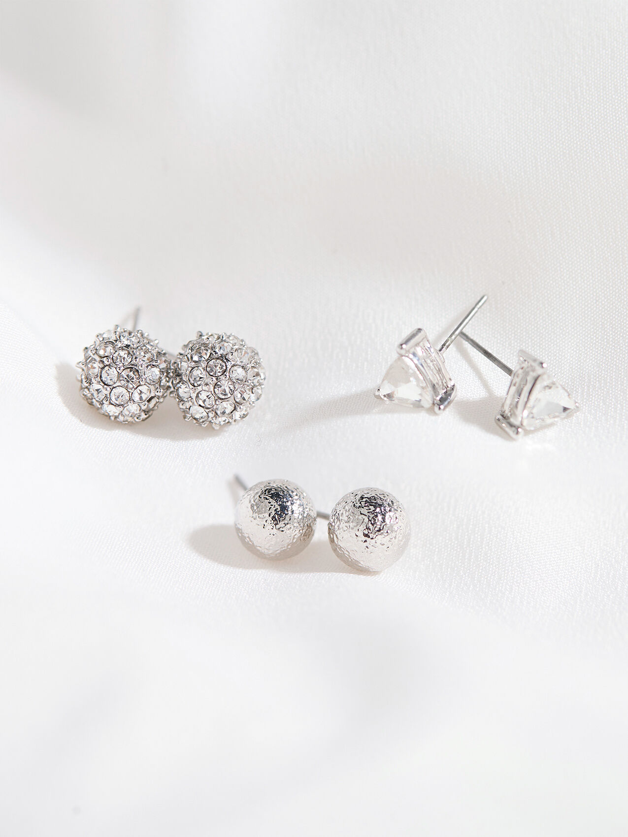 Silver Stud Earrings 3-Pack