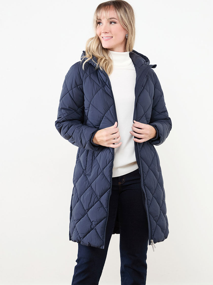 Petite diamond quilted vegan down coat Cleo Navy XS