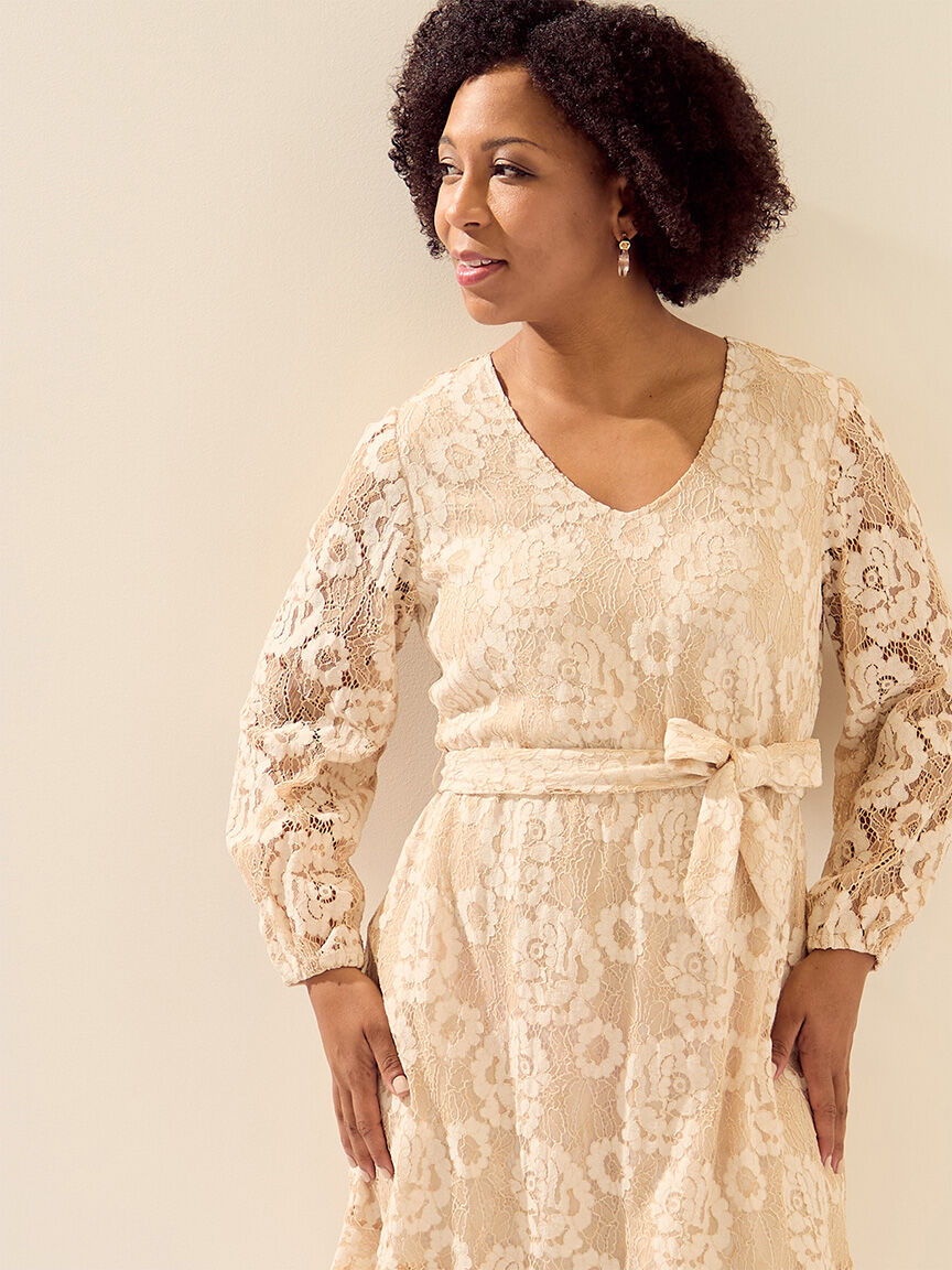 Beige lace gown shop