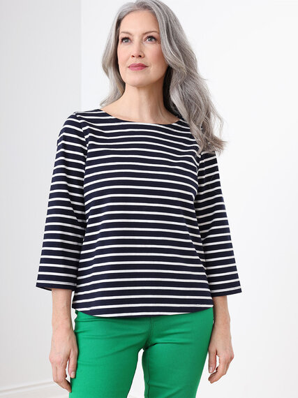 3/4 Sleeve Boat Neck Top Image 5