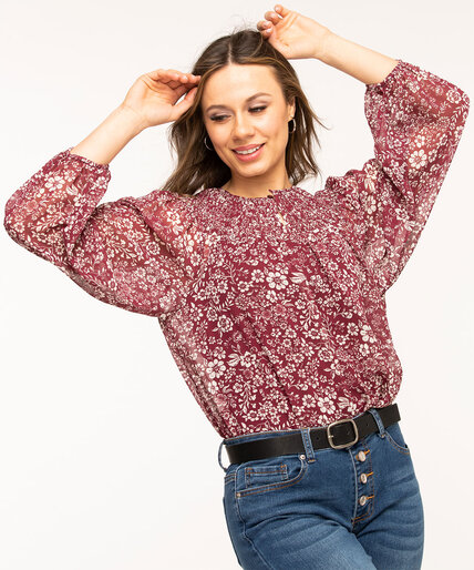 Floral Smocked Balloon Sleeve Blouse Image 6