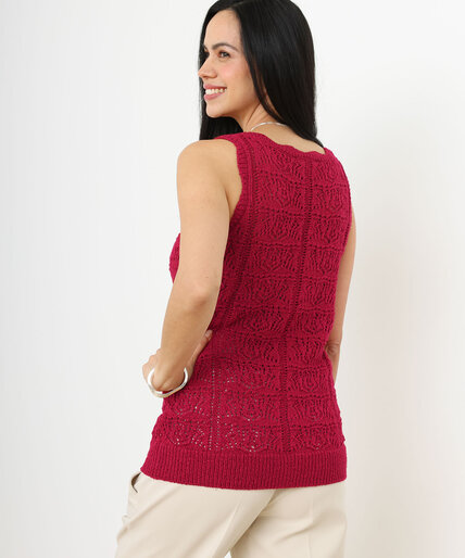 Sleeveless Crochet V-Neck Sweater Image 3
