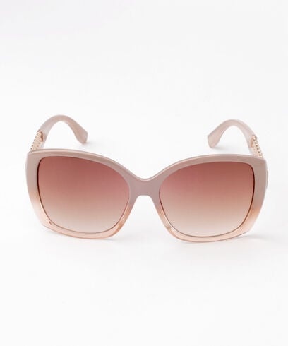 Large Square Frame Sunglasses with Gold Metal Chain Detail