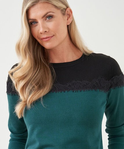 Lace Trim Colourblock Sweater Image 2