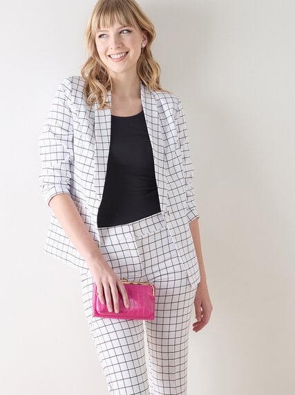 Ruched 3/4 Sleeved 1-Button Blazer Image 2