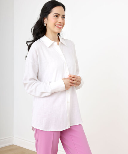Low Impact Long Sleeve Relaxed Linen Shirt Image 2