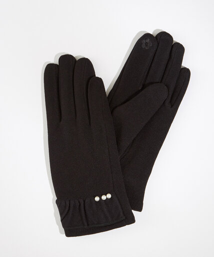 Black Touchscreen Pearl Gloves Image 1