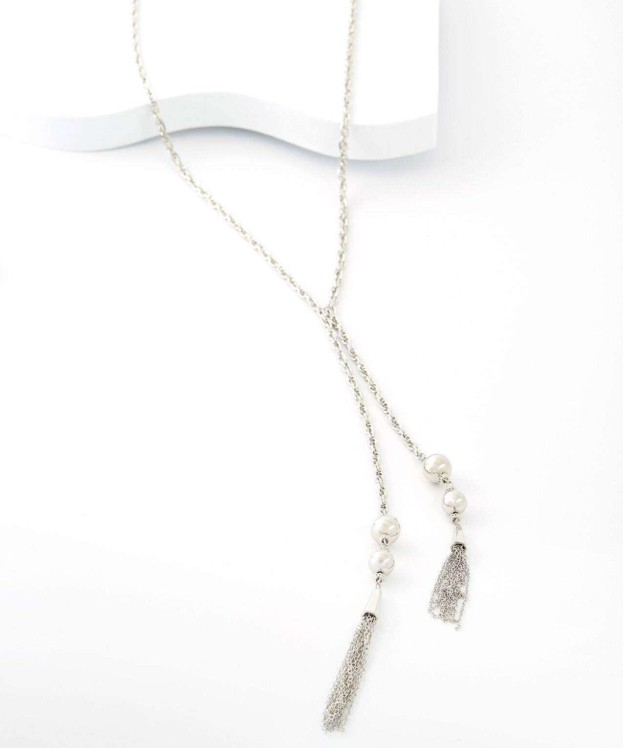 Long Silver Tassel Necklace