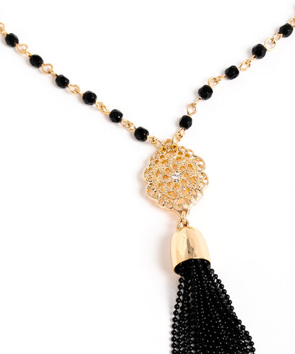 Long Beaded Tassel Necklace Image 2