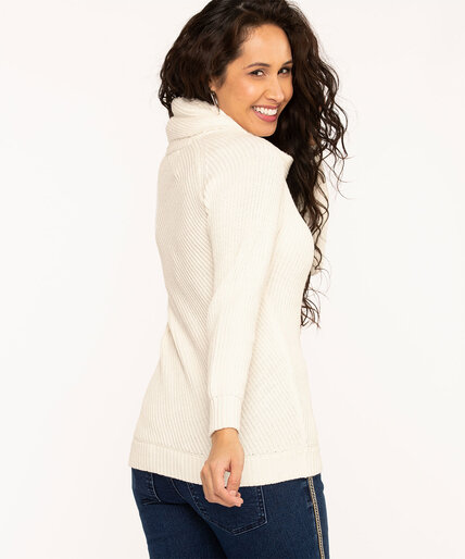 Ivory Zipper Cowl Neck Sweater Image 6