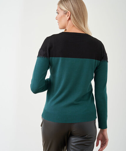 Lace Trim Colourblock Sweater Image 4